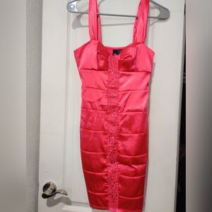 LOVE TEASE HOT PINK SATIN Cocktail Dress